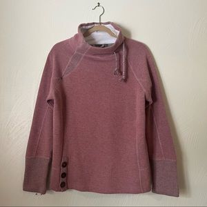 prAna Lucia sweater light mauve pink color button detail wool blend size XL